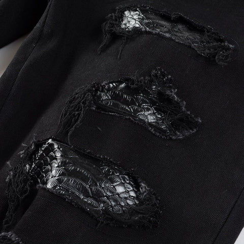 Snake Embroidered Jeans