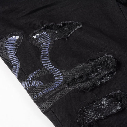 Snake Embroidered Jeans